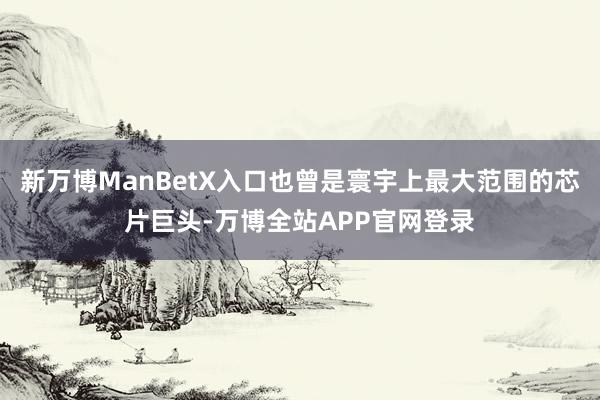 新万博ManBetX入口也曾是寰宇上最大范围的芯片巨头-万博全站APP官网登录