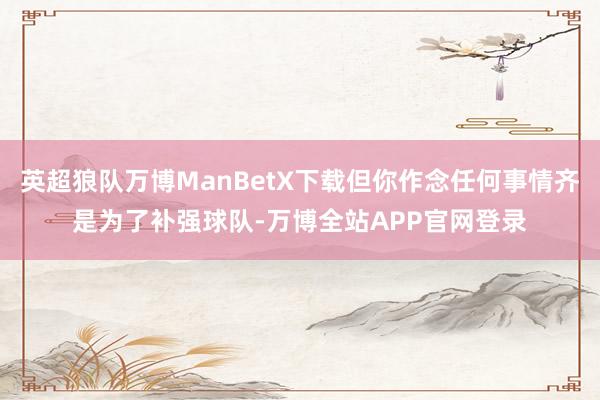 英超狼队万博ManBetX下载但你作念任何事情齐是为了补强球队-万博全站APP官网登录