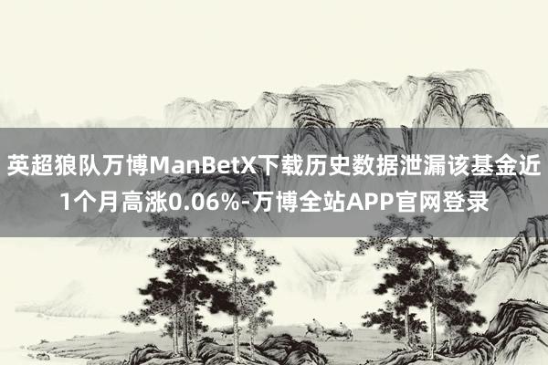 英超狼队万博ManBetX下载历史数据泄漏该基金近1个月高涨0.06%-万博全站APP官网登录