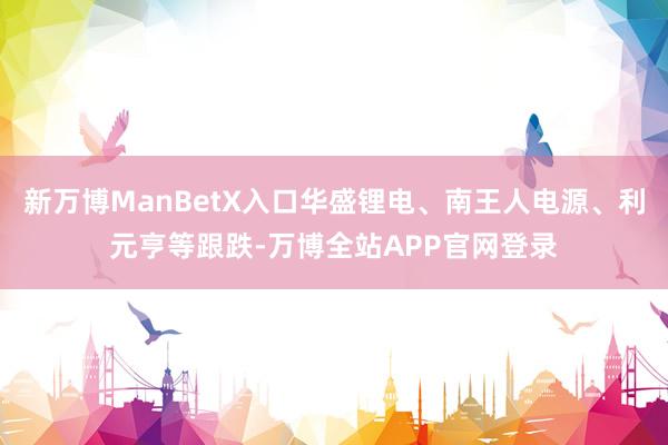 新万博ManBetX入口华盛锂电、南王人电源、利元亨等跟跌-万博全站APP官网登录