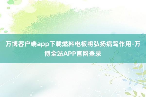 万博客户端app下载燃料电板将弘扬病笃作用-万博全站APP官网登录